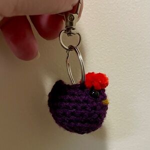 Tiny Crochet Purple Chicken Bag Charm/Keychain